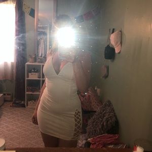 Tiger mist short white side lace up dress